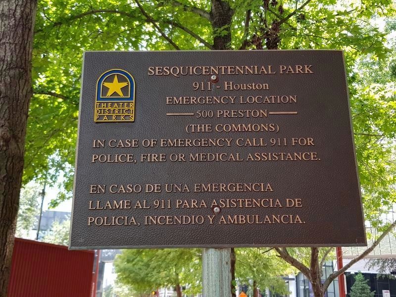 A nearby tablet for the Sesquicentennial Park image. Click for full size.