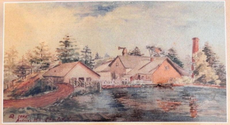 Marker detail: Andrew's Mills 1905 Watercolour Painting image. Click for full size.