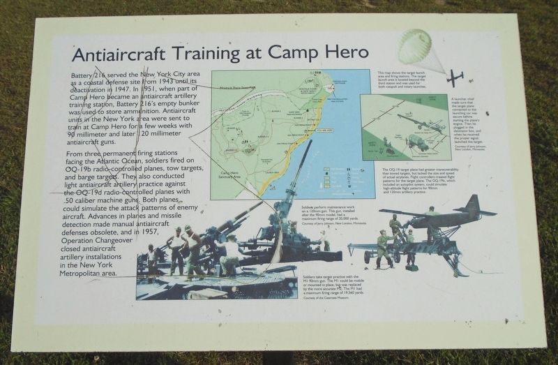 Antiaircraft Training at Camp Hero Marker image. Click for full size.