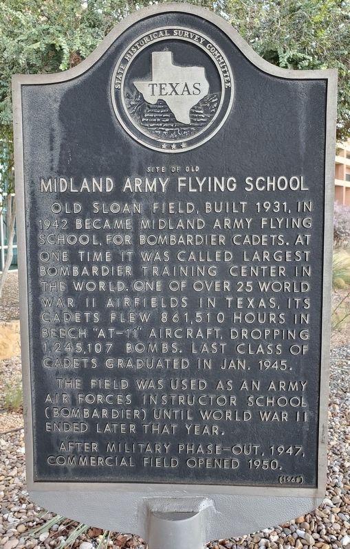 Site of Old Midland Army Flying School Marker. Click for full size. Site of Old Midland Army Flying School Marker image. Click for full size.