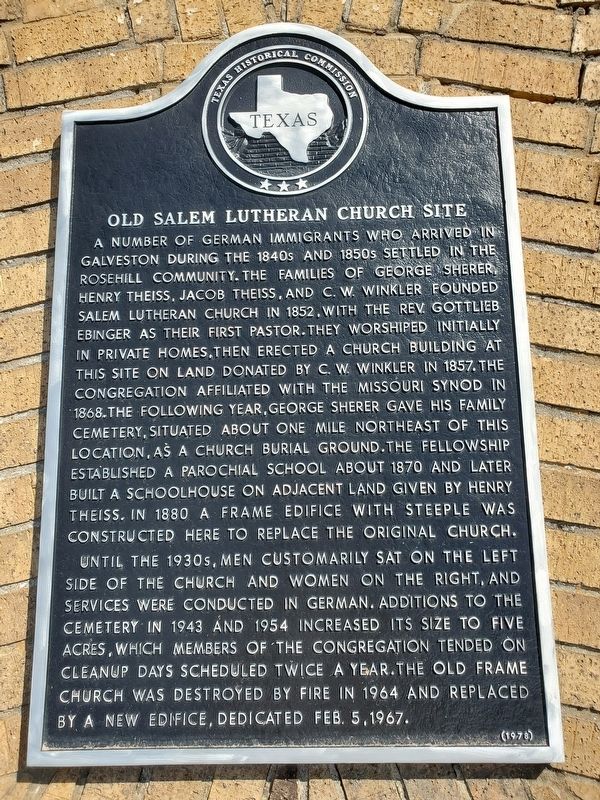 Old Salem Lutheran Church Site Marker image. Click for full size.
