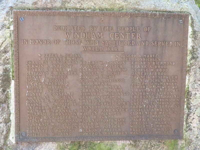 Windham World War II Monument image. Click for full size.
