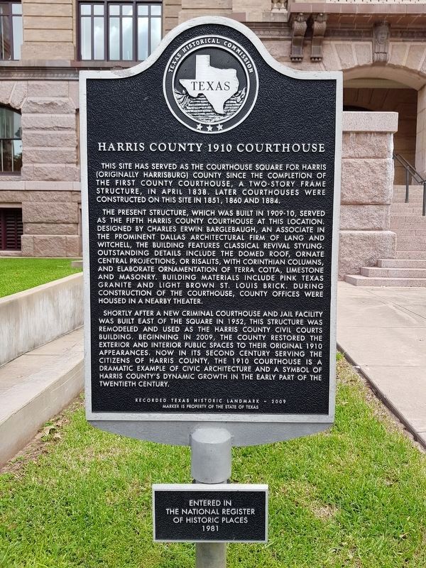 Harris County 1910 Courthouse Marker image. Click for full size.