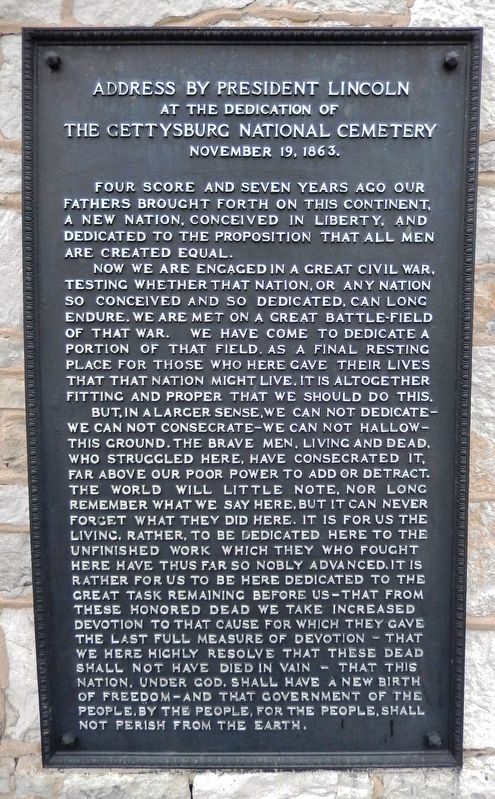 Address by President Lincoln Marker image. Click for full size.