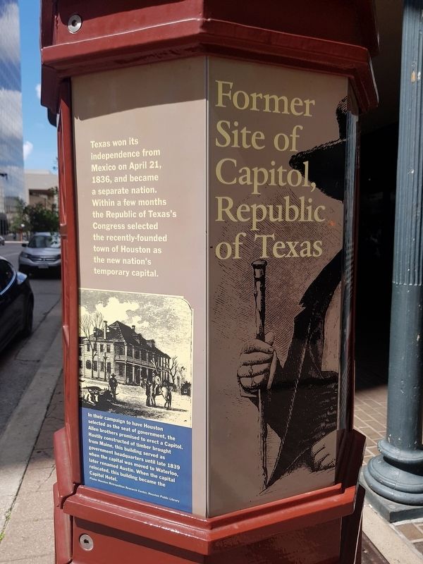 Former Site of Capitol, Republic of Texas Marker image. Click for full size.