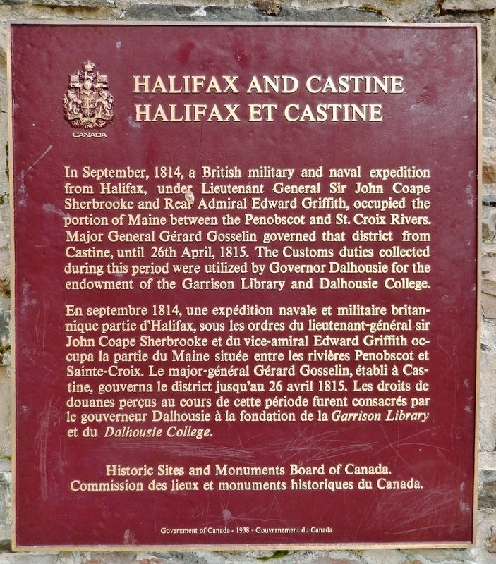 Halifax and Castine / Halifax et Castine Marker image. Click for full size.