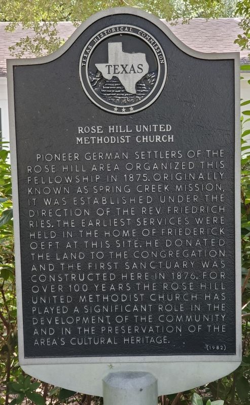 Rose Hill United Methodist Church Marker image. Click for full size.