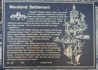 Moreland Settlement Marker. Click for full size. Moreland Settlement Marker image. Click for full size.