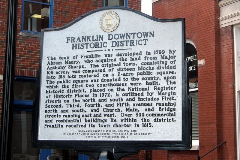 Franklin Downtown Historic District Marker. Click for full size. Franklin Downtown Historic District Marker image. Click for full size.
