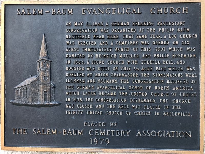 Salem-Baum Evangelical Church Marker image. Click for full size.