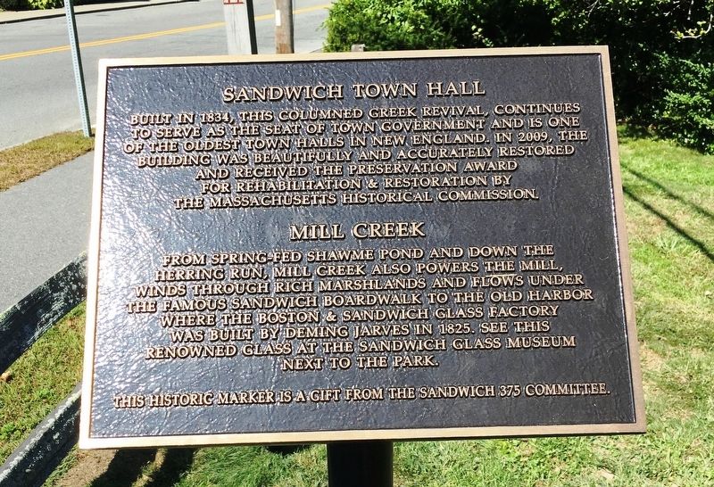 Sandwich Town Hall/Mill Creek Marker image. Click for full size.