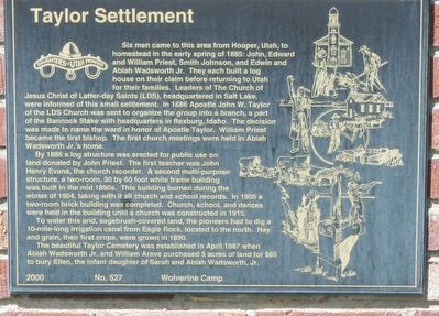 Taylor Settlement Marker. Click for full size. Taylor Settlement Marker image. Click for full size.