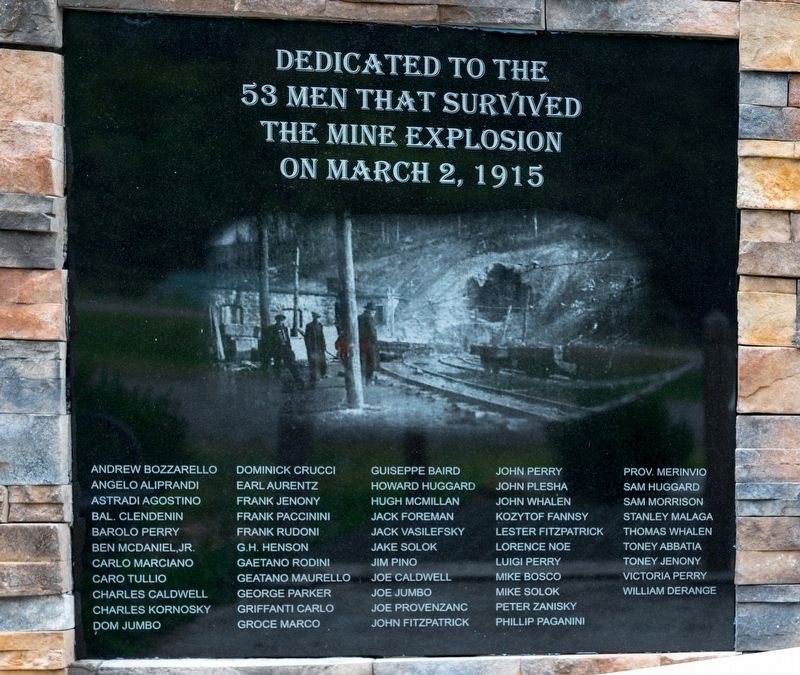 Layland Miners Memorial, Left Panel image. Click for full size.