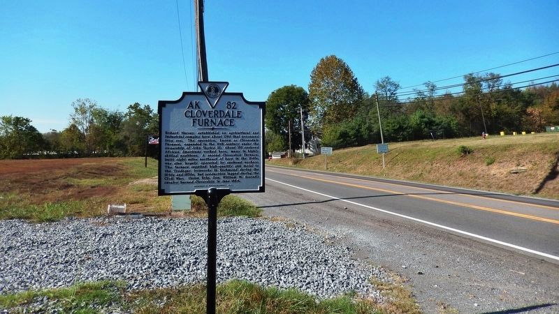 Cloverdale Furnace Marker<br>(<i>wide view looking south along US Highway 11</i>) image. Click for full size.
