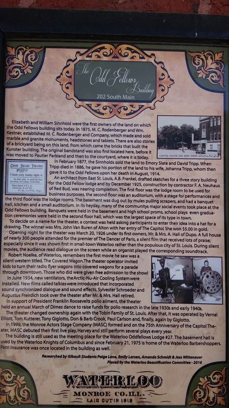 The Odd Fellows Building Marker. Click for full size. The Odd Fellows Building Marker image. Click for full size.