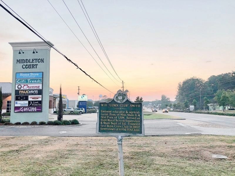 W.H. "Corn Club" Smith Marker looking west. image. Click for full size.