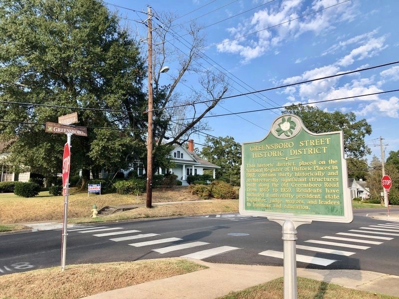 Historic District Marker looking east on Greensboro Street. image. Click for full size.