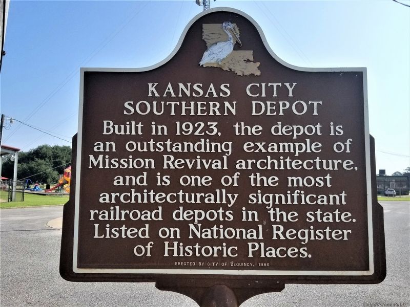Kansas City Southern Depot Marker. Click for full size. Kansas City Southern Depot Marker image. Click for full size.