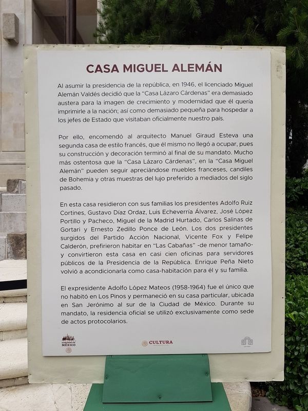 Mexican Presidential Residence Miguel Alem�n Marker image. Click for full size.