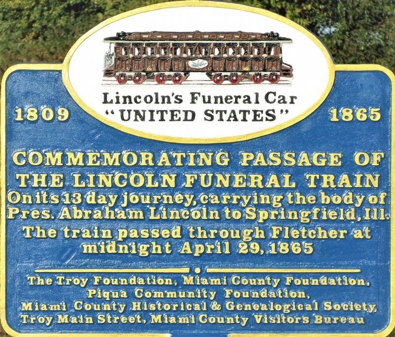 Lincoln's Funeral Car Marker. Click for full size. Lincoln's Funeral Car Marker image. Click for full size.