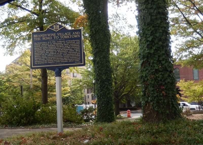 Brandywine Village and the Road to Yorktown Marker image. Click for full size.