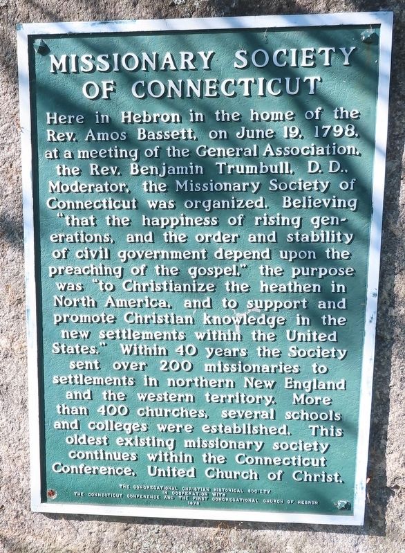 Missionary Society of Connecticut Marker image. Click for full size.