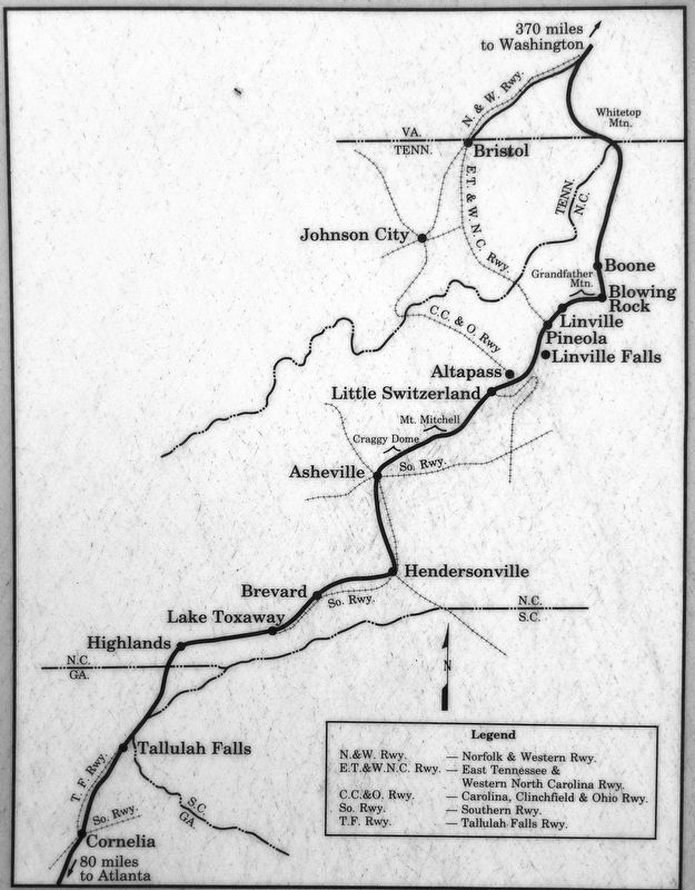 Marker detail: Proposed route of the Crest of the Blue Ridge Highway based on original map image. Click for full size.