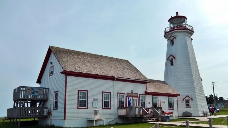 East Point Lighthouse<br>(<i>northeast corner view • Fog Alarm Building on left</i>). Click for full size. East Point Lighthouse<br>(<i>northeast corner view • Fog Alarm Building on left</i>) image. Click for full size.