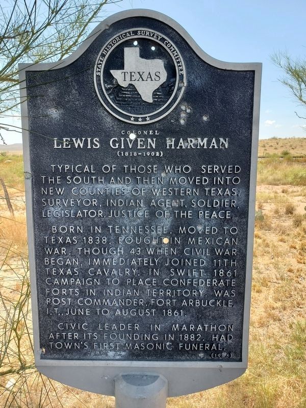 Colonel Lewis Given Harman Marker image. Click for full size.