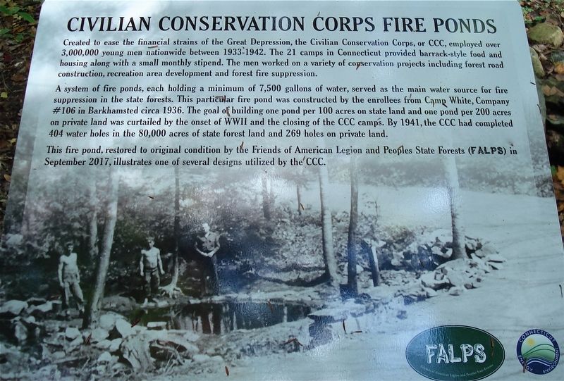 Civilian Conservation Corps Fire Ponds Marker image. Click for full size.
