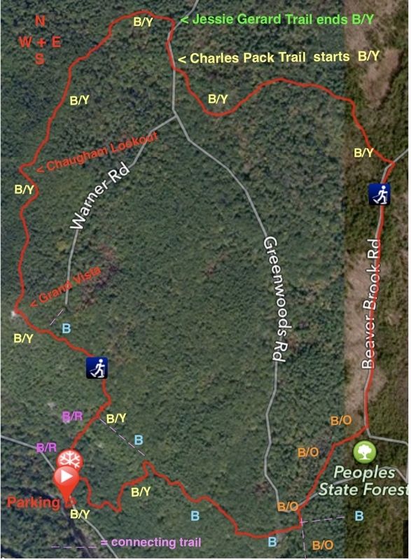 A loop hike in Barkhamsted that passes the marker image. Click for full size.