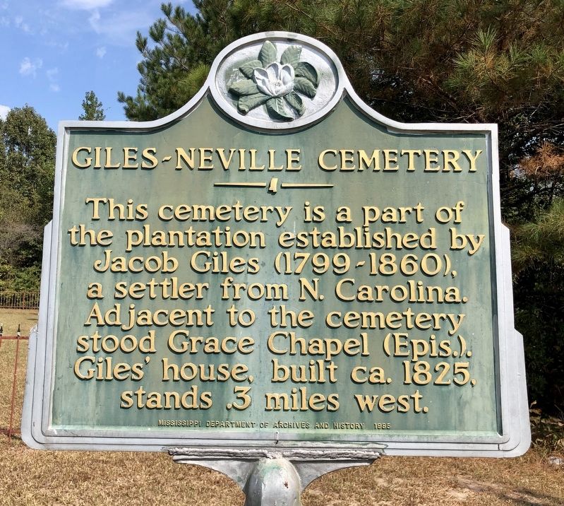 Giles-Neville Cemetery Marker. Click for full size. Giles-Neville Cemetery Marker image. Click for full size.