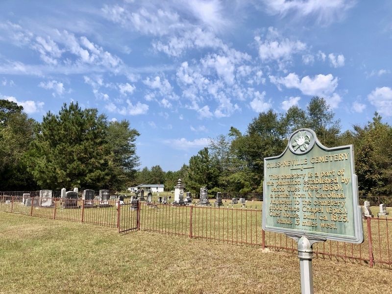 Marker with cemetery in background. image. Click for full size.
