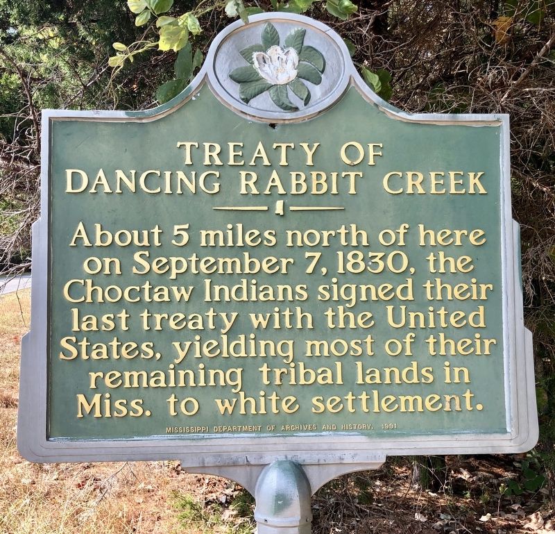 Treaty of Dancing Rabbit Creek Marker image. Click for full size.