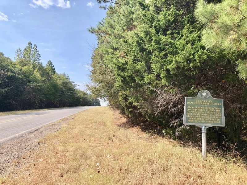 View of marker looking west on Mississippi Highway 21. image. Click for full size.