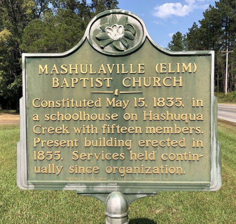 Mashulaville (Elim) Baptist Church Marker image. Click for full size.
