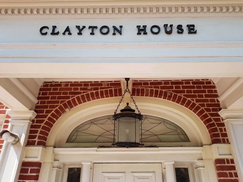 Clayton House elliptical fanlight over the front door, mentioned in the marker text image. Click for full size.