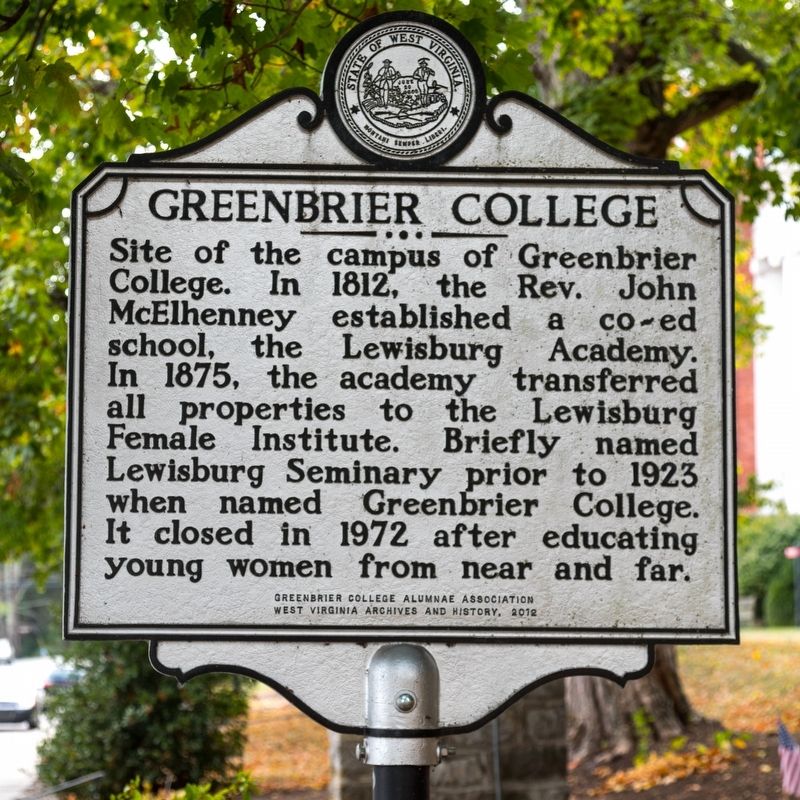 Greenbrier College Marker image. Click for full size.