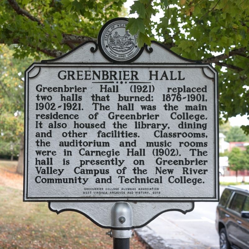 Greenbrier Hall side of marker image. Click for full size.