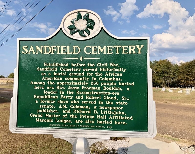 Sandfield Cemetery Marker image. Click for full size.