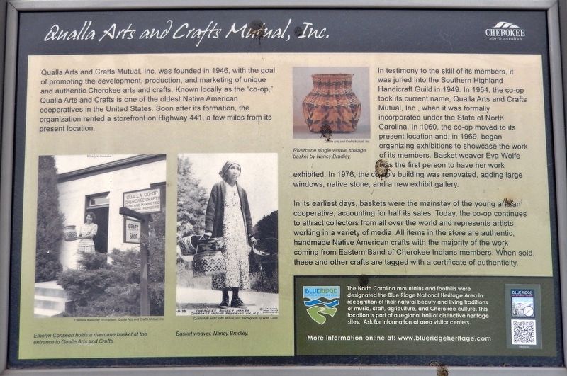 Qualla Arts and Crafts Mutual, Inc. Marker image. Click for full size.