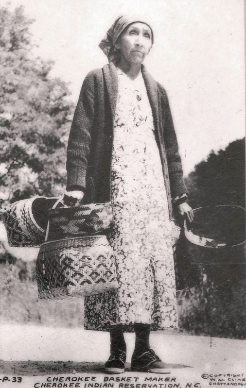 Marker detail: Cherokee basket weaver, Nancy Bradley image. Click for full size.