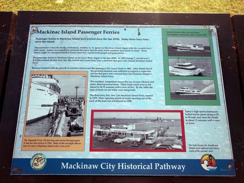 Mackinac Island Passenger Ferries Marker image. Click for full size.