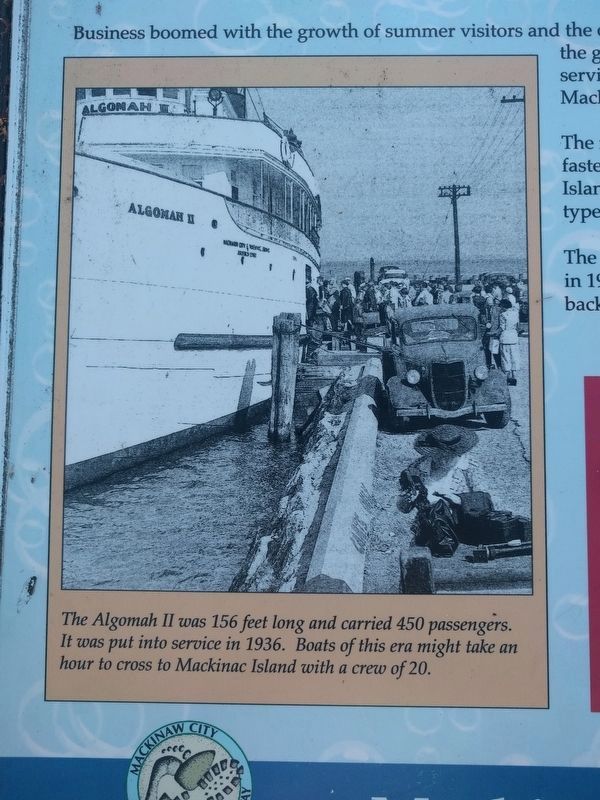 Mackinac Island Passenger Ferries Marker - left image. Click for full size. Mackinac Island Passenger Ferries Marker - left image image. Click for full size.