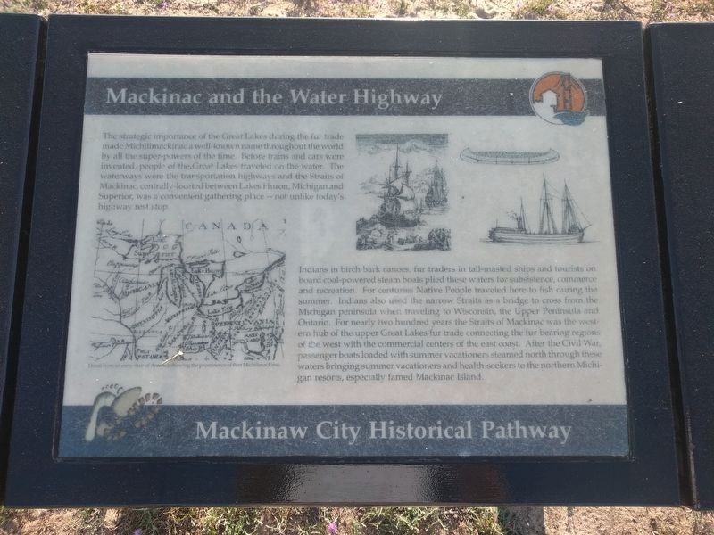 Mackinac and the Water Highway marker image. Click for full size.