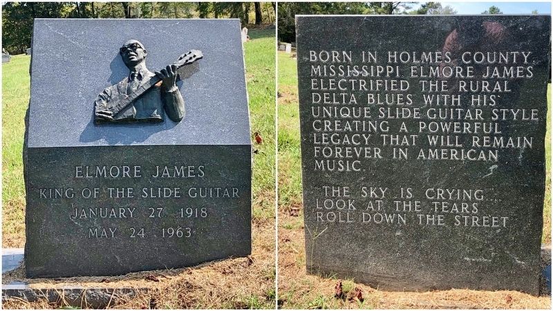 Elmore James grave in cemetery near marker. image. Click for full size.