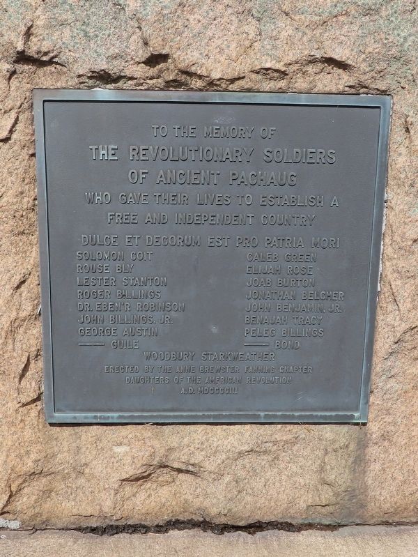 Revolutionary Soldiers of Ancient Pachaug Marker. Click for full size. Revolutionary Soldiers of Ancient Pachaug Marker image. Click for full size.