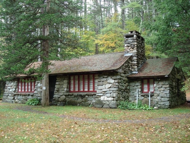 The Peoples State Forest Nature Museum, built by the CCC in 1935, is next to the marker. image. Click for full size.