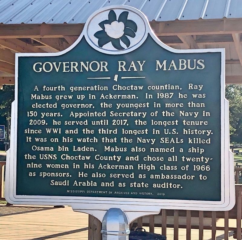 Governor Ray Mabus Marker image. Click for full size.
