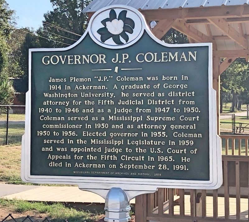 Governor J.P. Coleman Marker image. Click for full size.